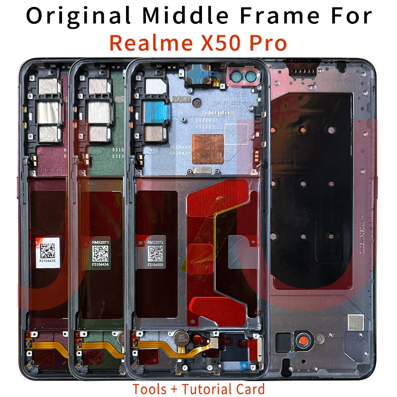 Originálne nové pre Realme X50 Pro 5G LCD Frame Bysing pre Realme X50 Pro Player Middle Frame Braový doskový dosky Smartphone Opravy dielov