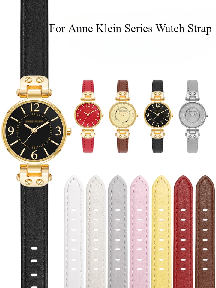 Originálne príslušenstvo pre hodinky pre Cowhide pre Anne Klein AK2156 AK2157 AK2618 Dámske jemne vypracované potné WatchBands 12x6 14x8mm
