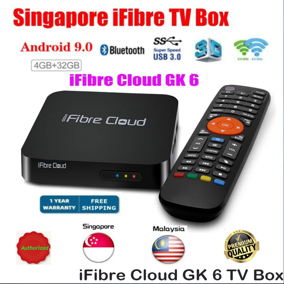 [Originálne] Singapore Android TV Box Classic Version Ifibre Cloud GK6 4GB 32 GB BT5 DUAL WIFI6 hlasový ovládací prvok Najlepší prehrávač médií