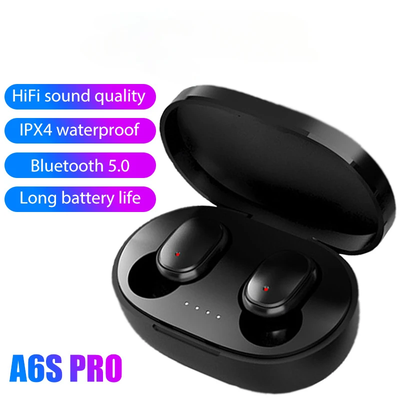 Originálny A6S TWS Wireless Bluetooth Headset 5.0 slúchadlá Bluetooth Sport inar Earbuds headset s mikrofónom pre Xiaomi iPhone Lenovo