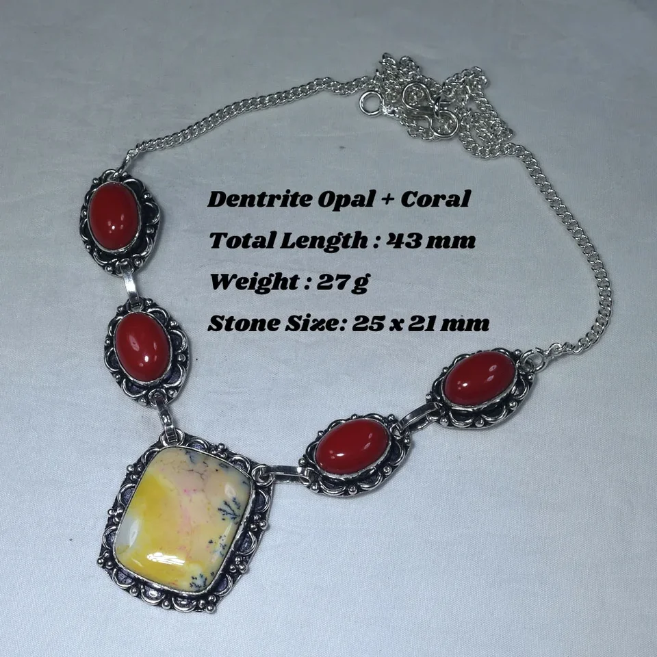 Originálny achát koralový citrín zelený onyx agát Unakite Tiger Eye Jasper náhrdelník Silvers Overlay cez meď