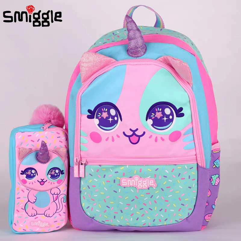 Originálny austrálsky úsmev Pingle Pinked Cat Book Bag Student Stationery Cencil Box Lunch Bag Split vrstva batoh študent Darček