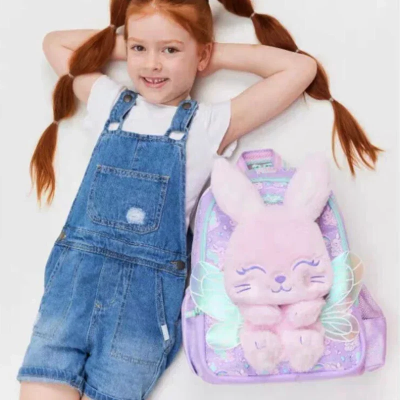 Originálny austrálsky úsmev School School Bag Purple Angel Rabbit Stredný detský batohový pohár na vodu s natiahnuteľným vreckom na perá vrecko Študent Darček
