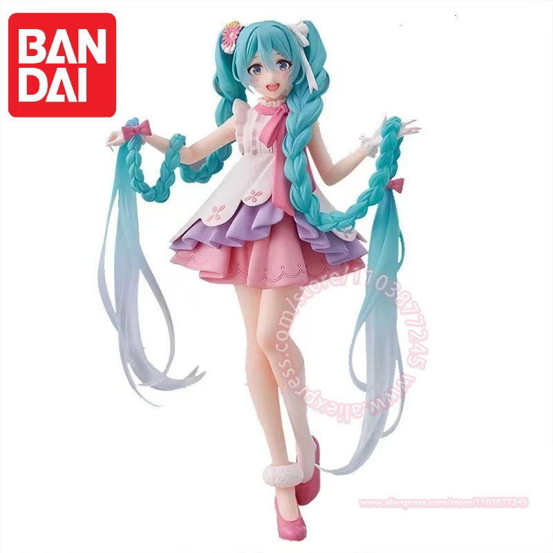 Originálny Bandai Hatsune Miku Rapunzel Figure Model Desktop Ozdoby karikatúra dekorácie narodeniny darček Periférne zariadenia Trend ruka ruky