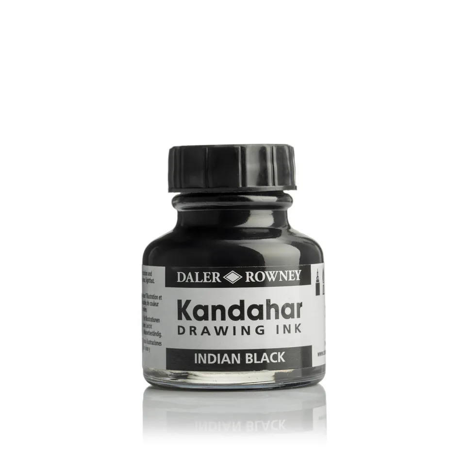 Originálny Daler-Rowney Kandahar Painting Ink Iblack Indian Ink 28 ml Fountain Pen Dovnaného na písanie materiálových zdrojov študentov