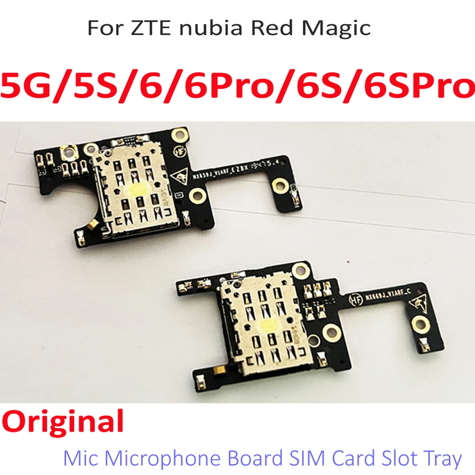 Originálny držiak na čítačku kariet SIM karty s držiakom podnosu s mikrofónom pre Zte Nubia Red Magic 5G 5S NX659J 6 6S 6PRO 6S Pro Flex kábla