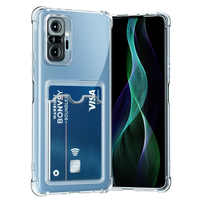 Originálny držiak vrecka na karty Clear Pase Pase pre Xiaomi Redmi Note 10 Pro 10S 11S 12s 12s 13c POZNÁMKA 13 PRO 5G kryt