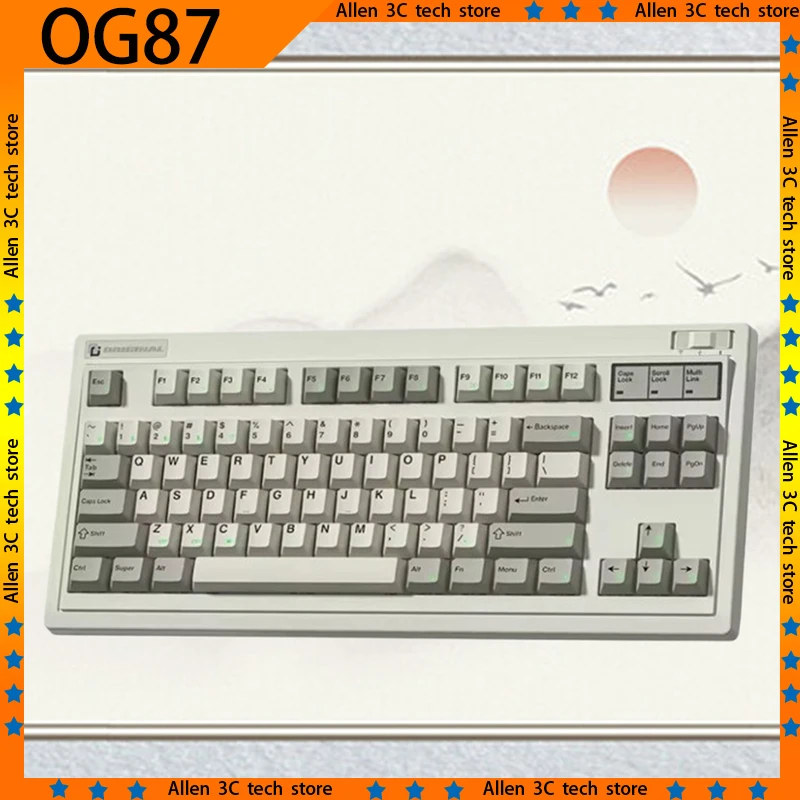 Originálny FL-esport OG87 retro šedá mechanická klávesnica bezdrôtové 3-režim Bluetooth Hot Swap tesnenia Vlastná hračka PC PC Herná klávesnica