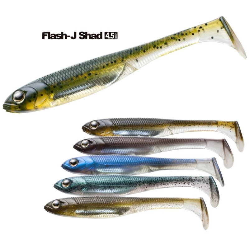 Originálny Flash-J Shad 4,5 ″ T Tail Soft Luncy Rybolov na návnadu 11 cm 12g plavky pre pstruh Pike Losos Pike Salmon Pike