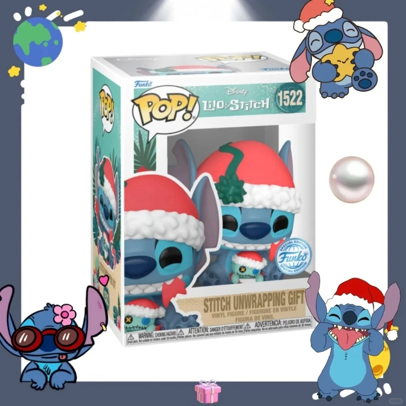 Originálny Funko pop 10cm vianočný steh otvorený darček 1522 Séria štýlu Kawaii Anime postava Vianoce Doll Hand Toy Model Friends Gift