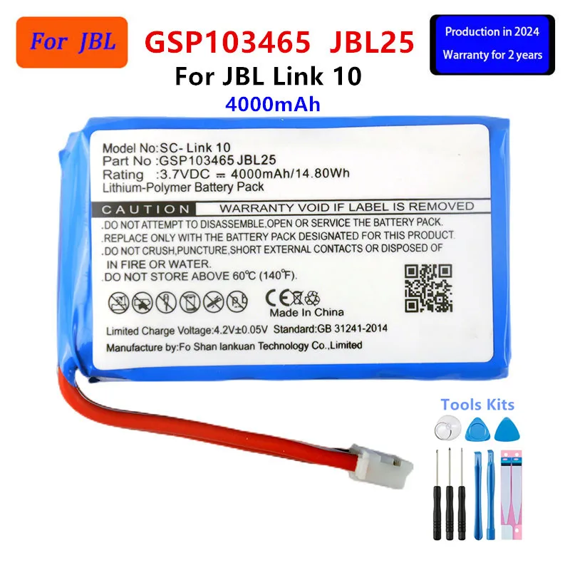 Originálny GSP103465 4000MAH pre JBL LINK 10 LINK10 Bluetooth Výmena bezdrôtového reproduktora Výmena batérie+Nástroje.