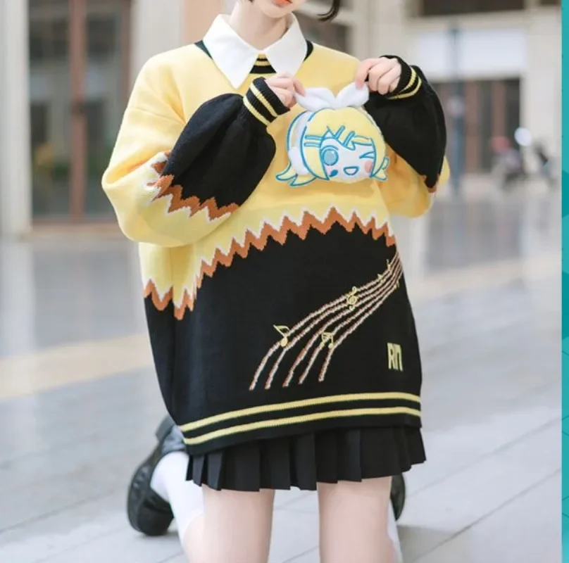 Originálny hatsune miku sveter zrkadlový ringer nosiť oblečenie pod pullover žien s dlhým rukávom top