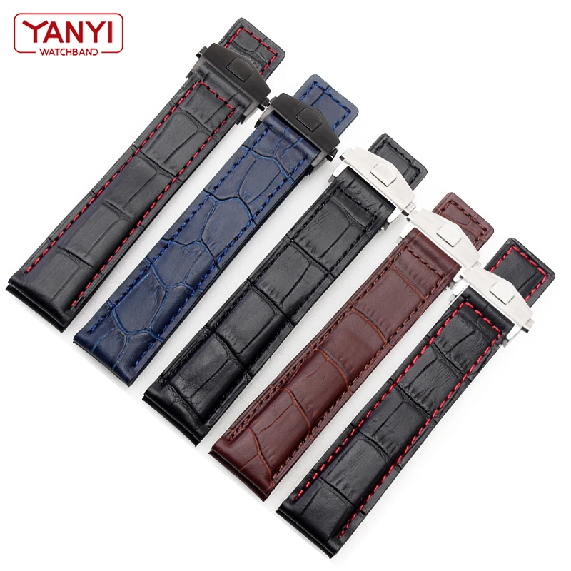 Originálny kožený náramok 19 mm 20 mm 22 m pre značku Heuer WatchBand Men Men Wristwatches Band Accessories