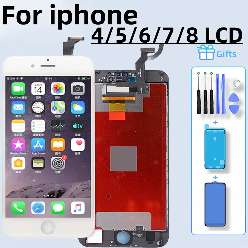Originálny LCD pre iPhone 4 5 6 6S Zobrazenie dotykovej obrazovky Digitalizátor pre iPhone 6 7 8Plus LCD Výmena za iPhone 8