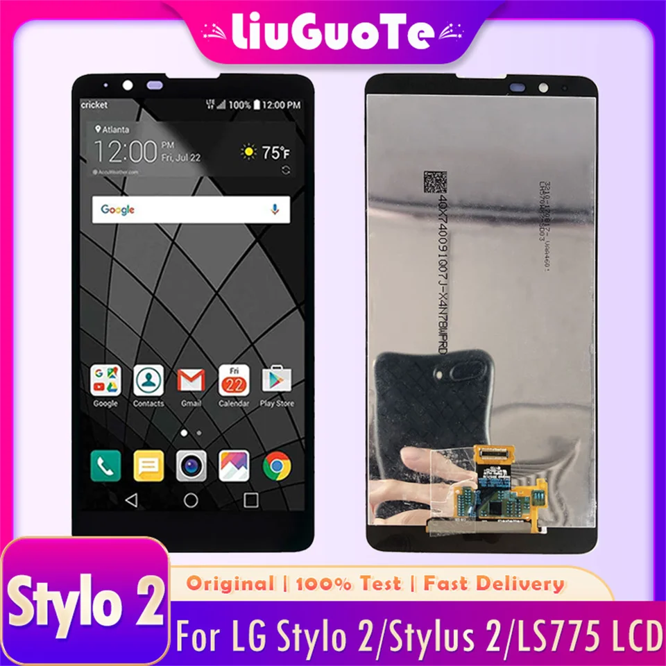 Originálny LCD pre LG LS775 K520 Stylo 2 DIGITIZER STALNITÁRNE DISPLATNÉ Zostava obrazovky Stylus 2 Displej s rámom LCD