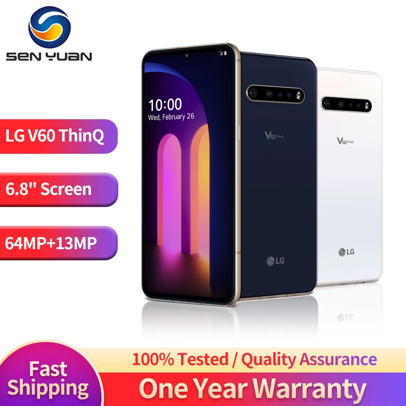 Originálny LG V60 5G ThinQ Moilble Phone V600TM V600VM V600 A.8 Android Samrtphone 8 GB RAM 128 GB/256 GB ROM LG V60 Mobilný telefón
