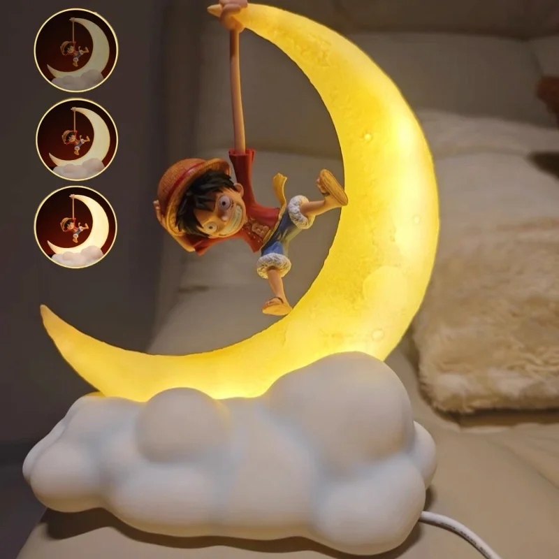 Originálny nový jedno kus Luffy Night Light Periférna stolná plocha dekorácia Magnetic Control Moon Lamp Dieť