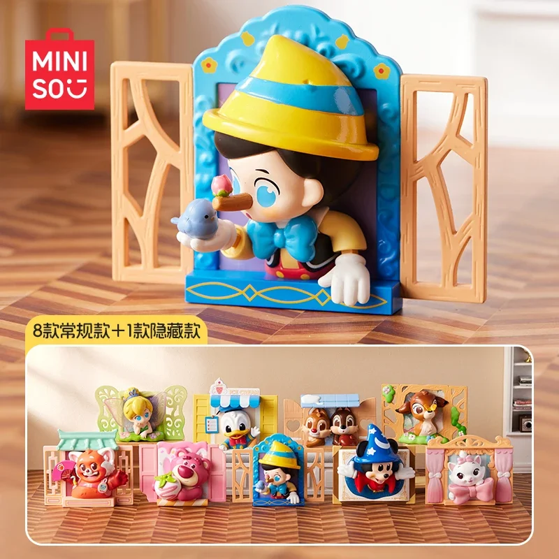 Originálny nový miniso Disney rozprávkové okno série slepá skrinka Trendy karikatúra roztomilý magnetický nálepka dekoratívne postava darček