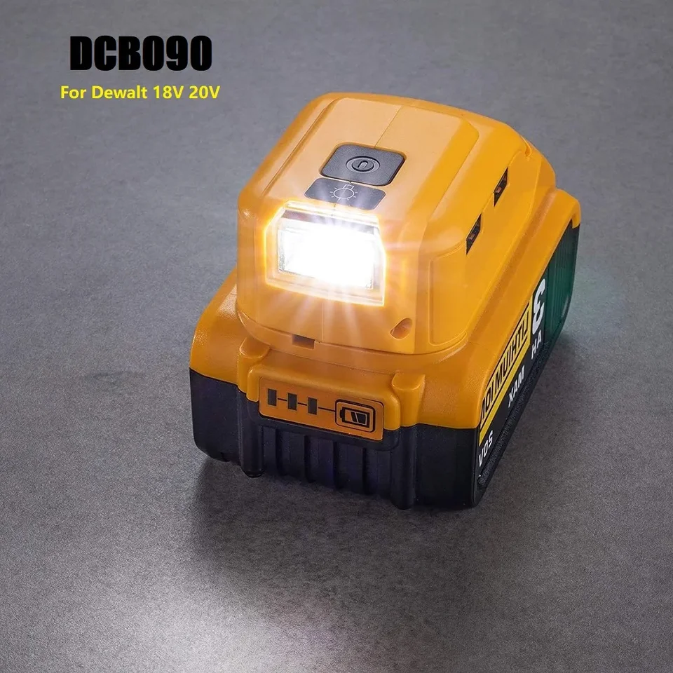 Originálny náhradník DCB090 pre konvertor zdroja energie pre dewalt 20V max 18v batériový adaptér s dvojitým pracovným svetlom LED diódy USB DC 12V LED