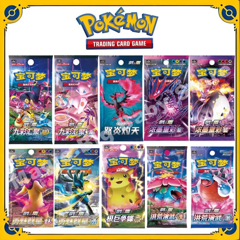 Originálny originálny pokémon Trading PTCG Zjednodušený čínsky meč a štít All Series Cards Game Booster Packs Hračky pre deti darček