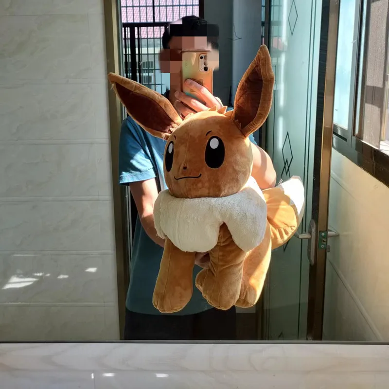 Originálny pokémon Eevee Giant Plush Toy Soft Soft Fľdate vankúšová bábika 50 cm Vysoko kvalitný darček k narodeninám pre deti
