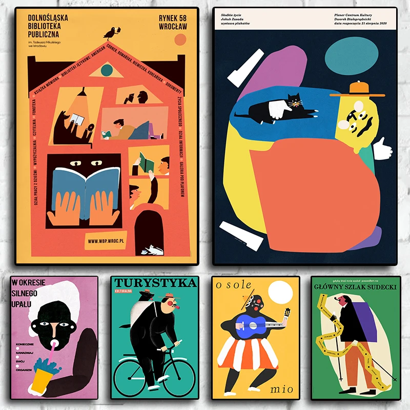 Originálny poľský vtipný abstraktný ilustrácia retro plagát Vintage Wall Art Pictures Canvas maľba klub obchod domáci bar dekor darček