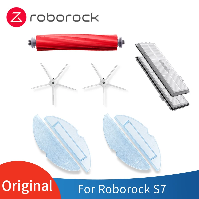 Originálny roborock S7 náhradné diely umývateľná filtračná obrazovka Odnímateľný gumový gumový hlavný kefový mop bočná kefka Hlavná kefka Kryt