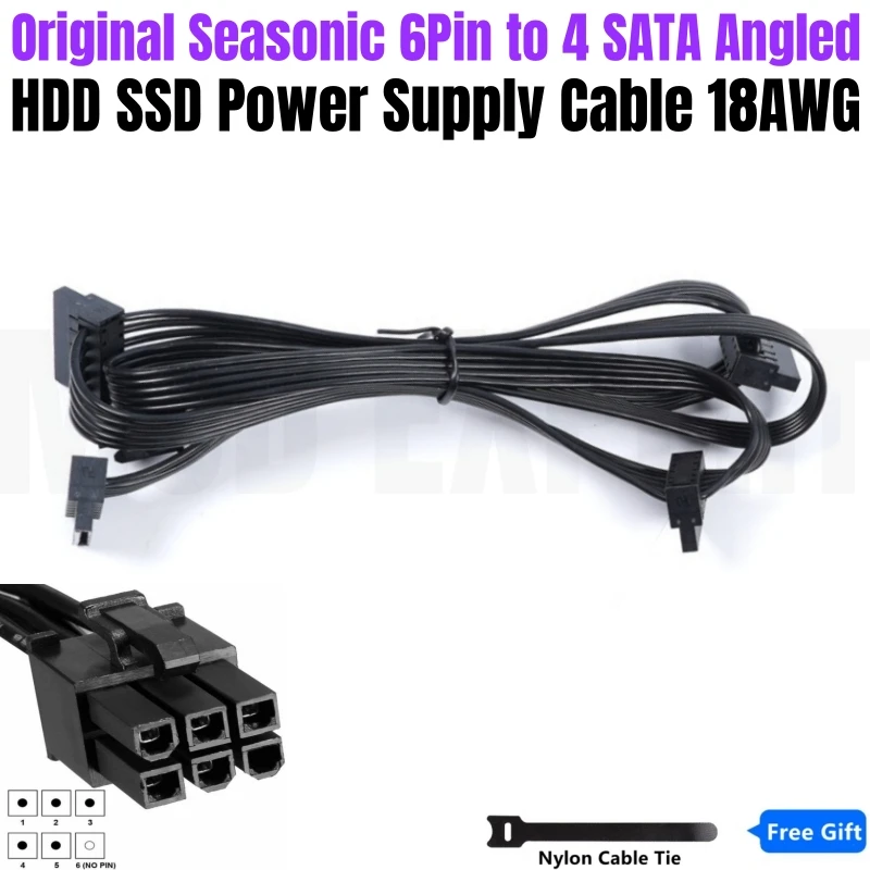 Originálny sezónny 4 port samec SATA RONGLED SSD HDD Power Cable pre hlavnú ultra platinu 1000W, 850W, 750 W, 650W 550 W Modular PSU