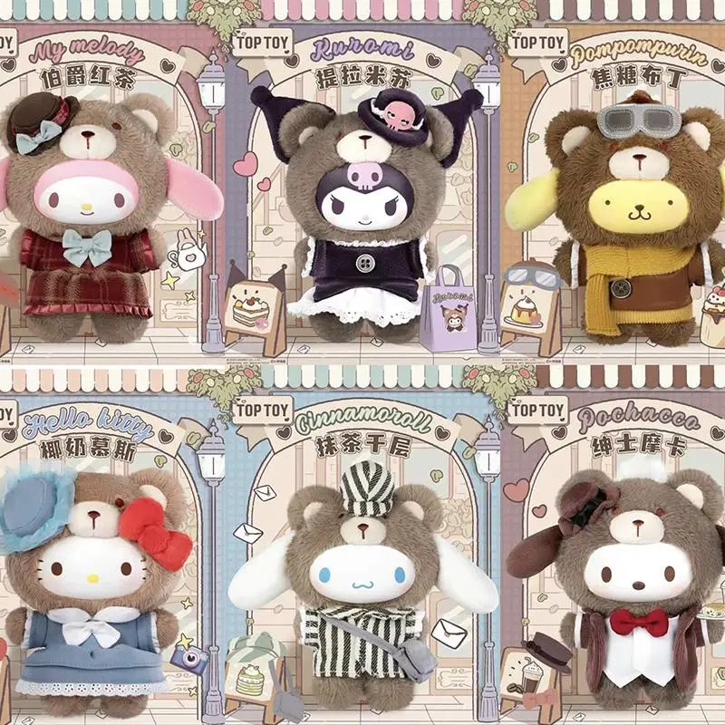 Originálny slepý box séria Sanrio British Popoludňajší čajový seriál Vinyl Doll Kuromi Cinnamoroll Zbierka Ozdobenie hračiek narodeniny darček