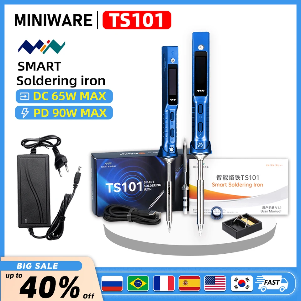 Originálny TS101 Elektrický spájkovací železo Nastaviteľná teplota prenosná digitálna zváracia stanica typu C 65 W mini TS 100 TS 101