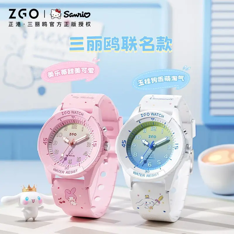 Originálny zgo spoločný sanrio anime hodinky karikatúry cinnamoroll roztomilé hodinky Luminous Quartz Witerprope Creative Creative Darčeky študent