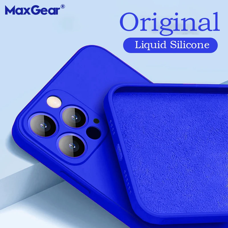 Originálny štvorcový kvapalina Silikón Soft Mäk pre iPhone 11 12 13 14 Pro Max Mini x XS XR 7 8 Plus kompletná ochrana objektívu Tenký kryt