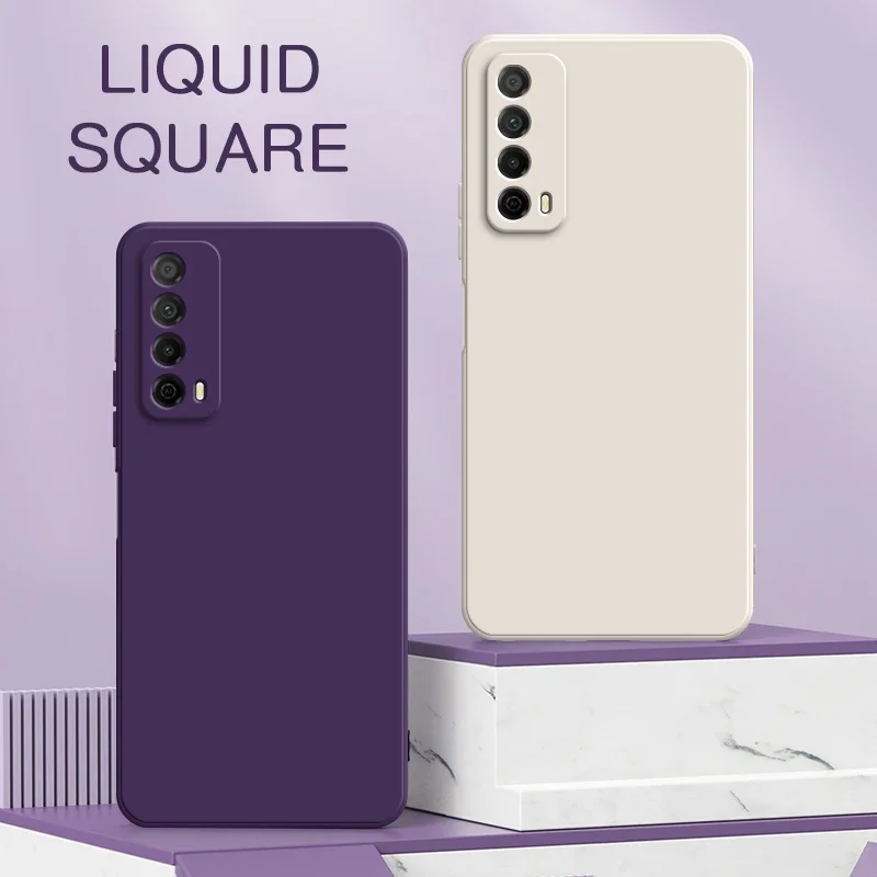 Originálny štvorcový tekutý silikónový puzdro pre Huawei P Smart Pro Plus SZ 2018 2019 2021 Camera Ochranná mäkká 360 SOCPORPOPT COP