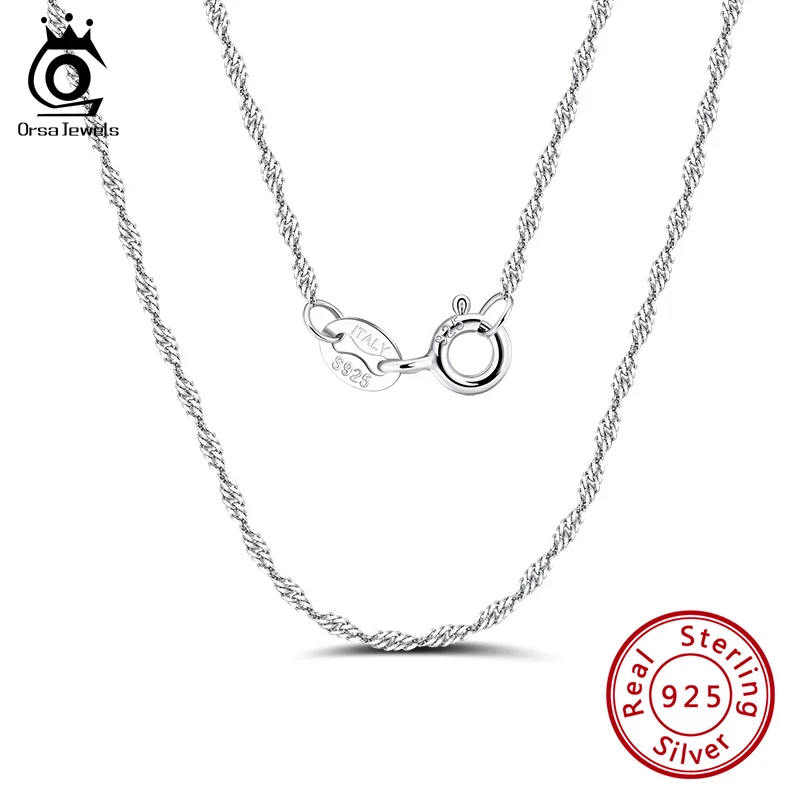 ORSA Jewels Talian 925 Sterling Silver Retian pre prívesok náhrdelníkov 1,5 mm Twisted Curb Singapore Lope Reťaz módne šperky SC02