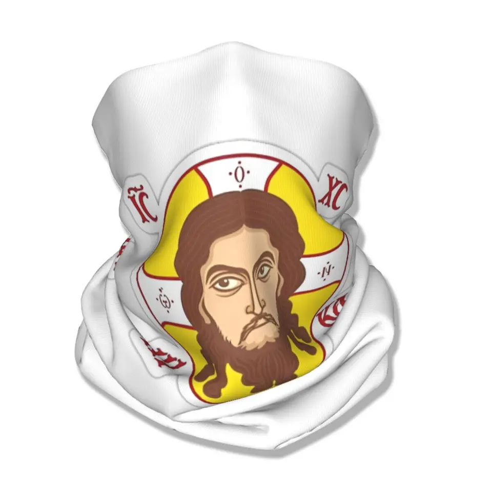 Ortodoxná vlajka s Ježišom Christou tvárou Bandana Cover Mask Mask Multifunkčný Balaclava Cycling Unisex Dospelý priedušný