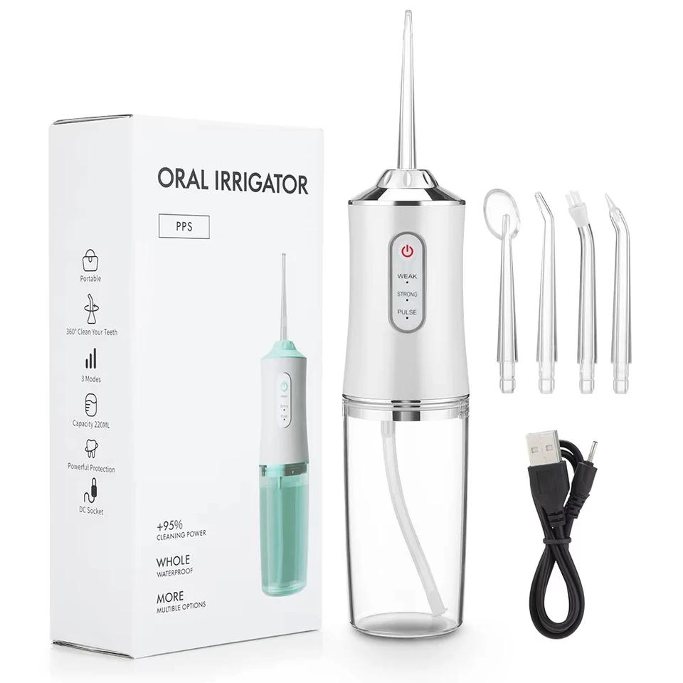 Orálny zavlažovač 220 ml USB Nabíjateľný zubný flób prenosný zubný vodotesný vodotesný zavlažovač zubov
