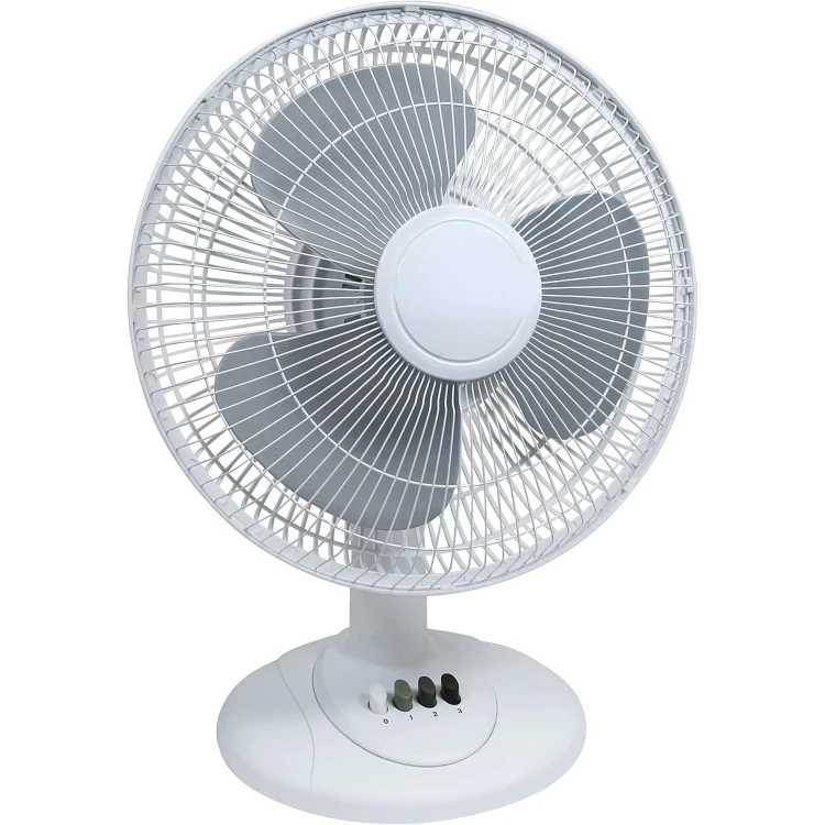 Oscilujúci ventilátor stola s nastaviteľným sklonom, pohodlné ovládacie prvky tlačidla, tichý, 12 palcov, 3 rýchlosť, ventilátor stôl, prúdenie vzduchu 7.25