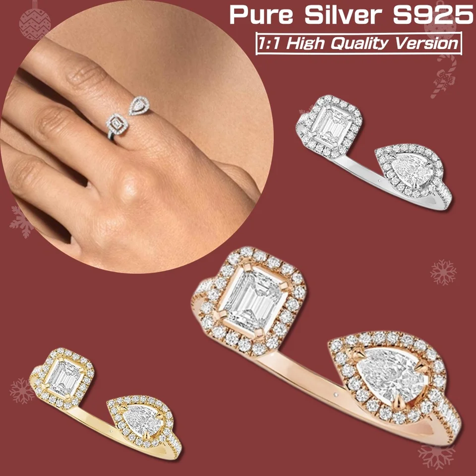 Oslnivé originálne biele zlato diamantové prsteň Sterling Silver 925 Náhrdelník Žena Špamary Engagement Narodeniny