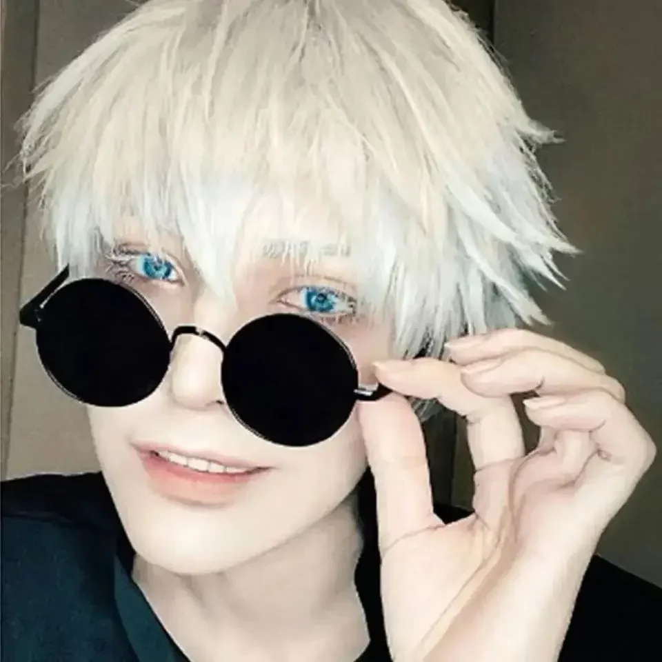 Osobnosti anime gojo sato cosplay rekwisieten zwarte bril steampunk ronde montuur brillen zonnebril halloween verkleedaccesso