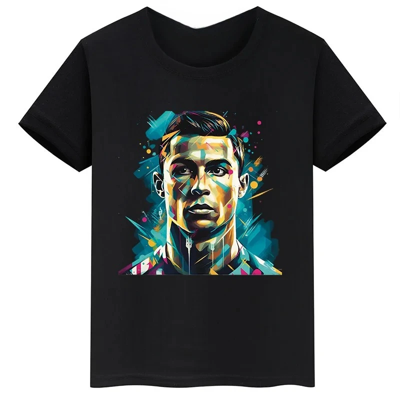 Osobnosť odevov Ronaldo Print Pattern Cast Fashion Street Trend Trend leto Denné pohodlie Men Ženy Univerzálne tričko