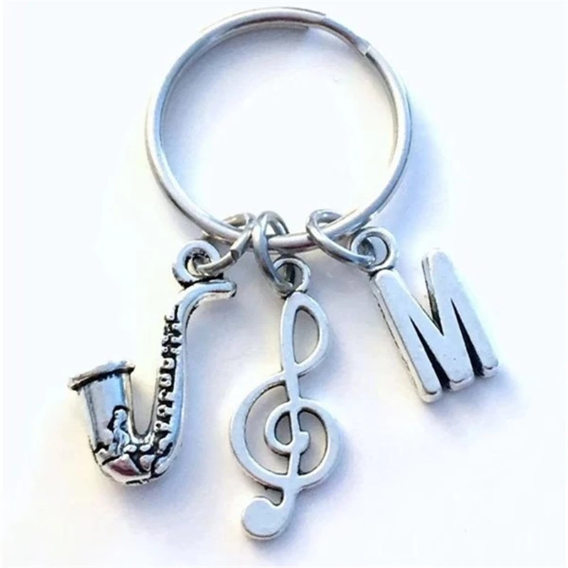 Osobnosť Saxofón Keychain Saxofonista Kľúčový reťazový darček pre jazzový hudobník Keyring Sax Príspevok Treble Clef Počiatočné hudobné kúzla