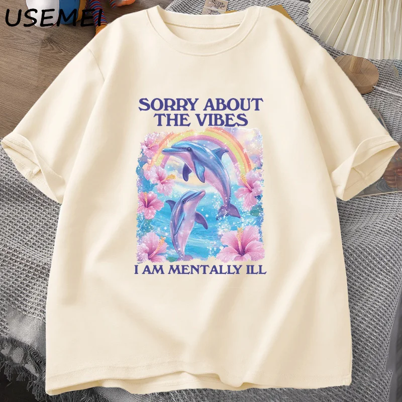 Ospravedlňujeme sa za vibrácie unisex T tričko hlúpe čudné tričko vtipné mentálne mentálne tričko bavlnené tričko s krátkym rukávom Tshirt Male Clothes Topy