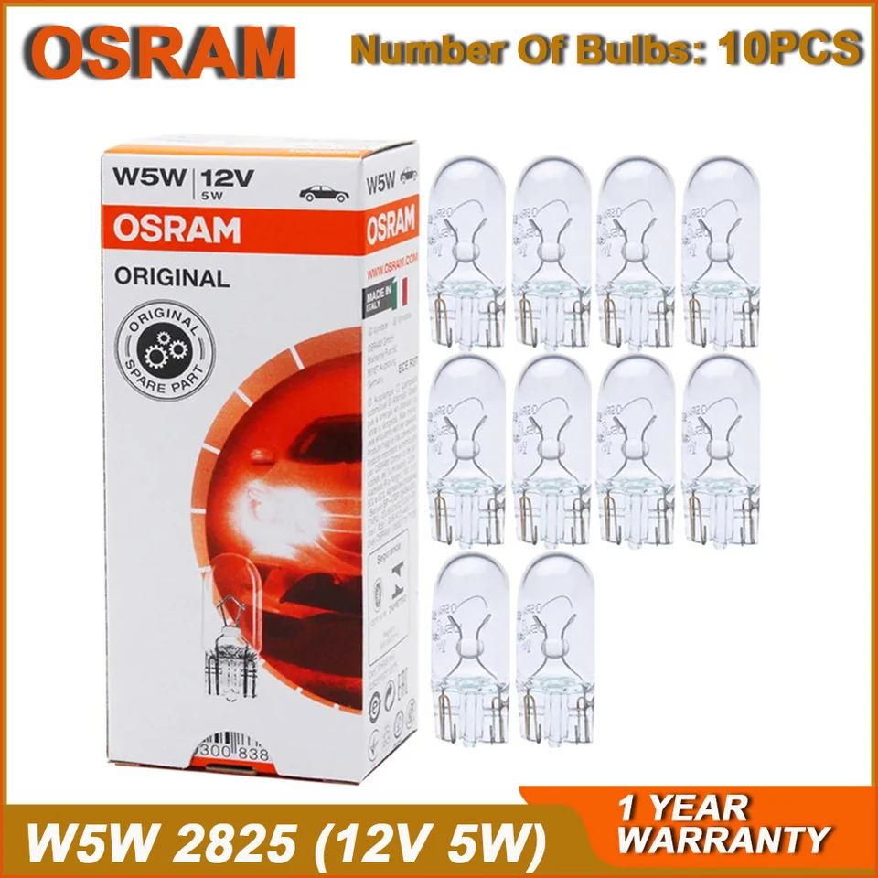 OSRAM ORIGINÁL T10 W5W/194 2825 Vnútorné svetlo vozidla Štandardná zákrutová lampa 12V 5W W2.1x9.5d Žltá halogénová OEM žiarovka OEM