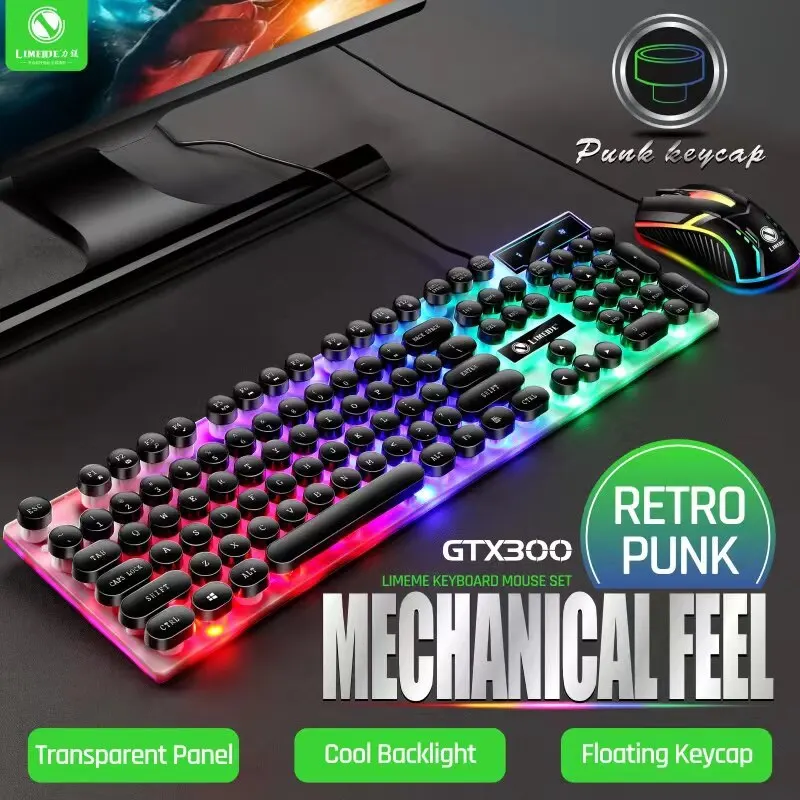 Osvetlenie USB káblová klávesnica Desktop Laptop Luminát Klávesnica Mouse Set Office Game Keyboard Myš