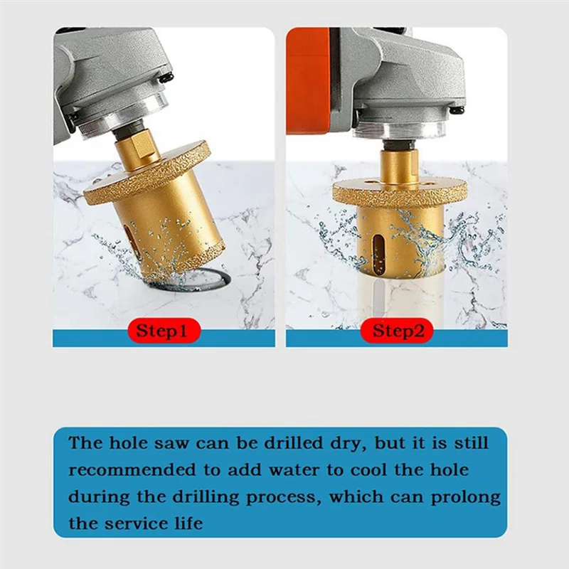 Otvorenie otvoru brúsky Bit Bit Brazed Diamond Dril Drill píl jadrové kúsky pre mramorové dlaždice Otvorenie trojuholníkov 45-65