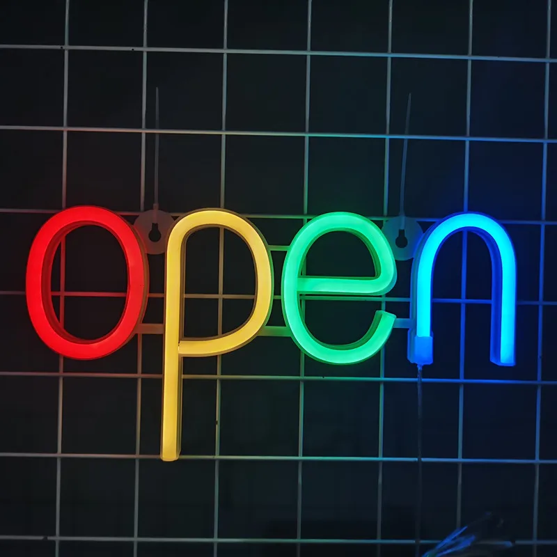 Otvorené podpisy neónové svetlo LED USB a batériu napájané obchody obchodné obchodné obchodné reklama Nočná lampa Wall Dvere Window zavesenie