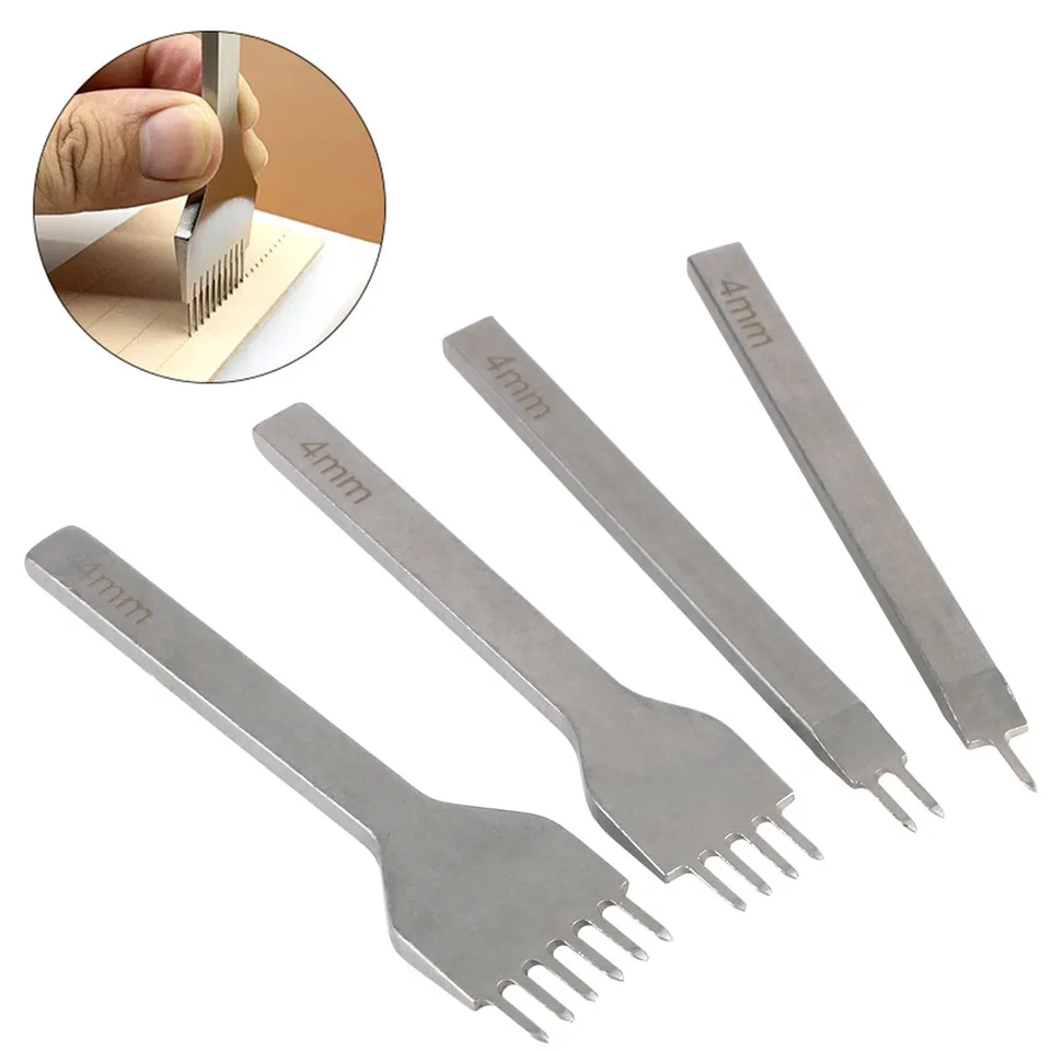 Otvory vidlice radové diery punč DIY kožené remeselné náradie ručne piercing prešívanie dierovanie náradie kožené riadky s otvorom 4pcss