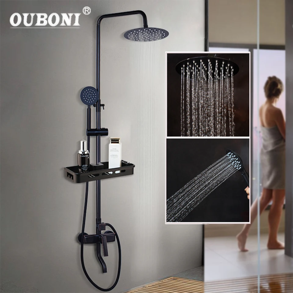 Ouboni matná čierna kúpeľňa sprcha Systerm Ražné sprcha Faucety Setka páka Sprcha zmieša