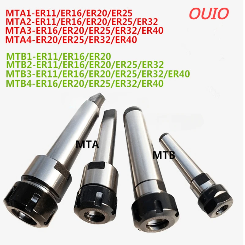 OUIO HOT 1PCS MT1/MT2/MT3/MT4 MORSE TAPER ER11/ER16/ER20/ER25/ER32/ER40 COLLET COLLET HORGER, CNC DORDEROVÁ CLAMP.