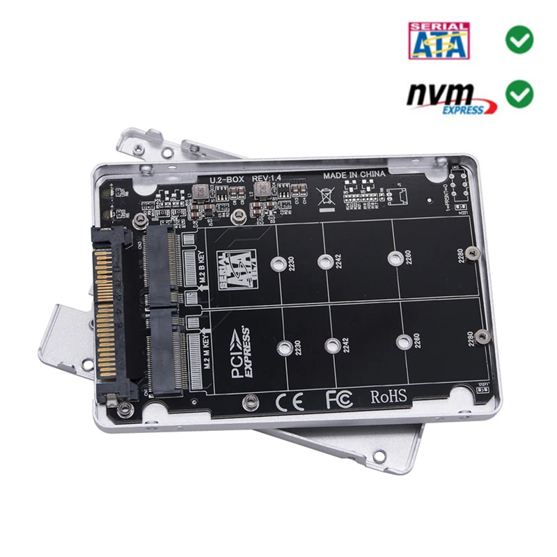 OULLX M.2 NVME NGFF DUAL protokol k U.2 SFF-8639 Vysokorýchlostný prípad pevného disku Inline SSD SOLD STAIT Externý externý adaptér dosky